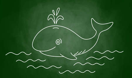 Drawing of  whale on blackboard     のイラスト素材