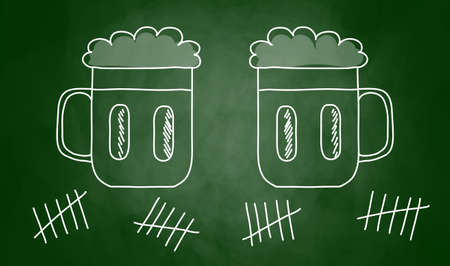Drawing of beer on blackboardのイラスト素材