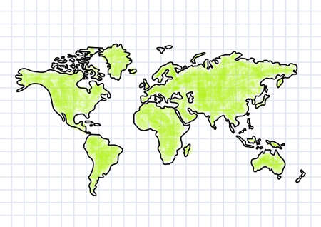 Drawing of map on squared paper のイラスト素材