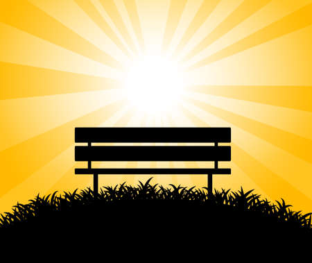 Silhouette of bench のイラスト素材