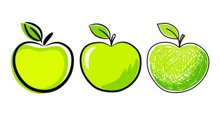 Collection of green apples     のイラスト素材
