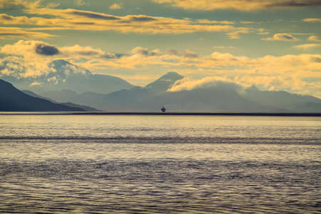 A cruise ship on Inland Passage of Alaskaの写真素材