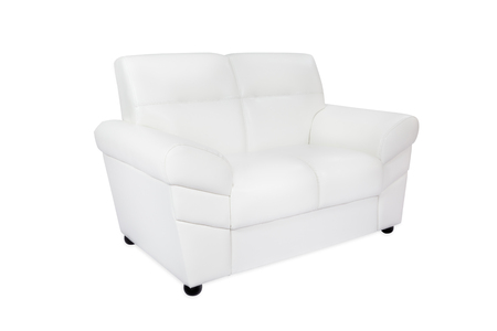 Two seats cozy white leatherの写真素材