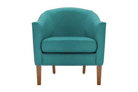 Green armchair. Modern designer chair on white background. Texture chair.の写真素材