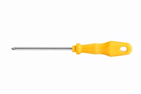 Philips or cross yellow screwdriver on white backgroundの写真素材