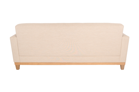 modern beige suede couch sofa  isolated on white backgroundの写真素材