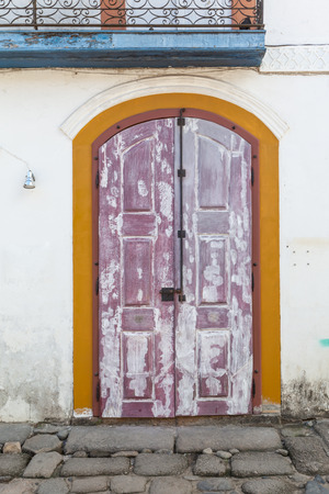 Street and old portuguese colonial houses in historic downtown in Paraty, state Rio de Janeiro, Brazilの写真素材