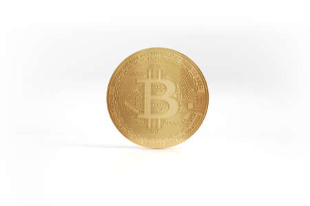 Golden bitcoin coin crypto money isolated on white background