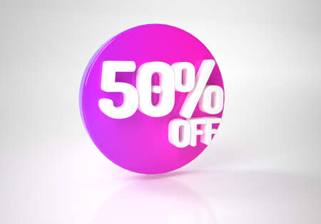 50% discount on sale. One hundred and five percent color tag isolated on black background. 3d rendering. Illustration for advertising.の写真素材
