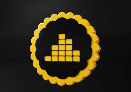Volume media button. buttons. Shiny icon with yellow frame and with reflection.  3d illustration on...