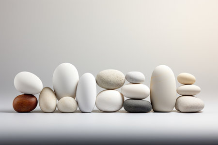 Stones stacked on a white background for use as a background  for a product. Generative Aiの素材
