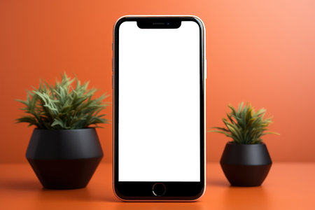 Blank Canvas - White Screen Smartphone for  Captivating Design Application. Generative AIの素材