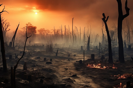 Inferno Unleashed:  Devastating Forest Fire Engulfing Nature's Splendor. Generative AIの素材
