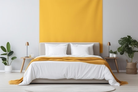 Gallery Oasis: Inviting Bedroom with Wall Space  for Art Display. Generative AIの素材