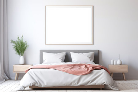Gallery Oasis: Inviting Bedroom with Wall Space  for Art Display. Generative AIの素材