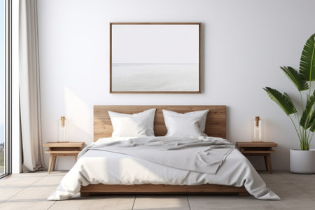 Gallery Oasis: Inviting Bedroom with Wall Space  for Art Display. Generative AIの素材