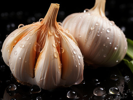 Crisp Simplicity: Garlic on a Clean Background. Generative  AIの素材