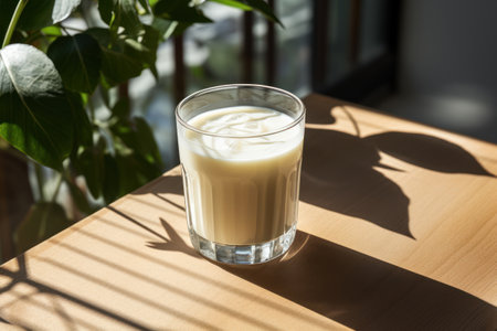 Morning Refresher: Glass of  Milk in the Morning. Generative AIの素材