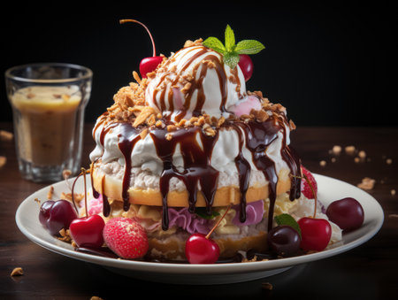 Delightful Frozen Treat: Wonderful Ice Cream with Creative  Decoration. Generative AIの素材
