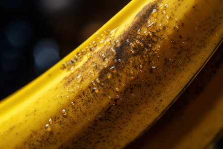 Drenched Delights: Wet  Bananas on Black Background - Generative AIの素材