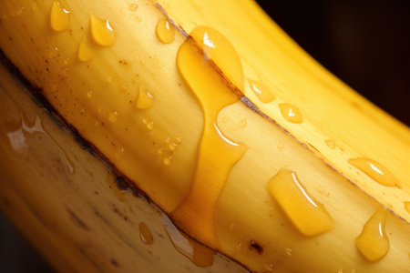 Drenched Delights: Wet  Bananas on Black Background - Generative AIの素材