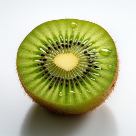 Vibrant Kiwi Slice  on White Background - Generative AIの素材