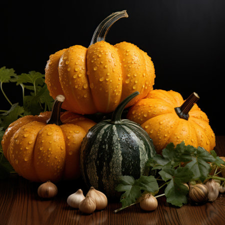 Vibrant Pumpkin Table with a  Pumpkin Colors - Generative AIの素材