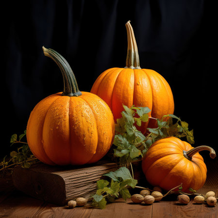 Vibrant Pumpkin Table with  a  Pumpkin Colors - Generative AIの素材