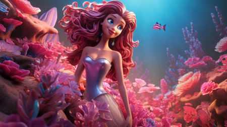 A Mesmerizing Journey in the Enchanted World: Pink Dress Doll. Generative AIの素材