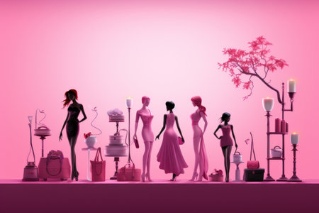 The Enchanting Pink Doll Accessories: A Charming Illustration of Pink Doll Accessories. Generative AIの素材