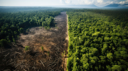 Burning Forests: The Devastating Impact of Deforestation. Generative AIの素材