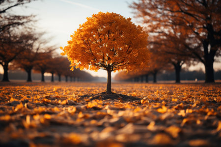 Autumn's Whispers: Tree of Life Represented by a Mesmerizing Autumn Tree. Generative AIの素材