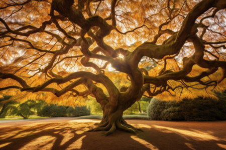 Autumn's Whispers: Tree of Life Represented by a Mesmerizing Autumn Tree. Generative AIの素材