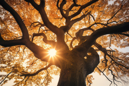 Autumn's Whispers: Tree of Life Represented by a Mesmerizing Autumn Tree. Generative AI