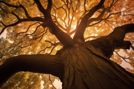 Autumn's Whispers: Tree of Life Represented by a Mesmerizing Autumn Tree. Generative AIの素材