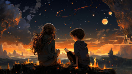 Joyful Connections: Illustration of Happiness, Friendship, and Friends. Generative AIの素材