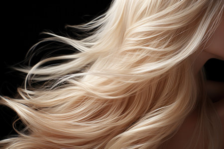 Glorious Tresses: Beautiful Hair Amidst the Mystery of a Dark Background. Generative AIの素材