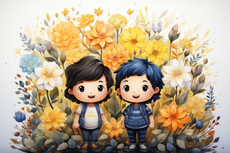 Joyful Connections: Illustration of Happiness, Friendship, and Friends. Generative AIの素材