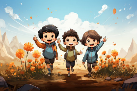 Joyful Connections: Illustration of Happiness, Friendship, and Friends. Generative AIの素材