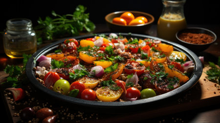 Vibrant Still Life with Colorful Vegetables. Generative AIの素材