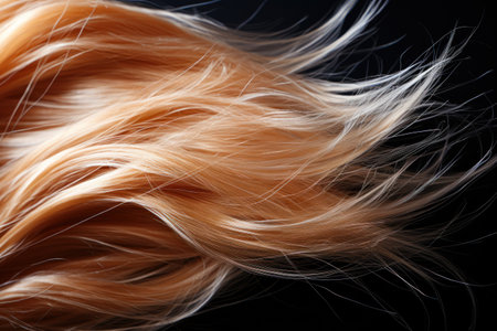 Glorious Tresses: Beautiful Hair Amidst the Mystery of a Dark Background. Generative AIの素材