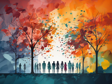 Joyful Connections: Illustration of Happiness, Friendship, and Friends. Generative AIの素材