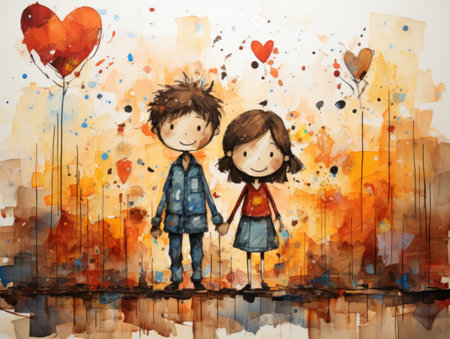 Joyful Connections: Illustration of Happiness, Friendship, and Friends. Generative AIの素材