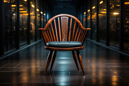Sleek Modern Chair in an Elegant Dark Background. Generative AIの素材