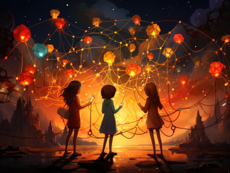 Joyful Connections: Illustration of Happiness, Friendship, and Friends. Generative AIの素材