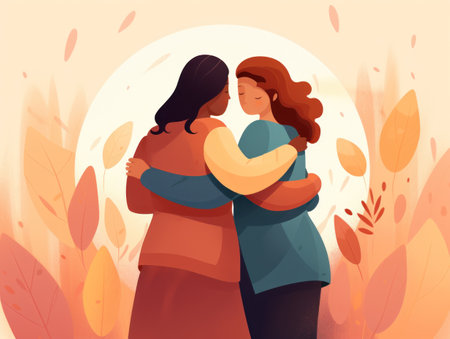 Joyful Connections: Illustration of Happiness, Friendship, and Friends. Generative AIの素材