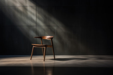 Sleek Modern Chair in an Elegant Dark Background. Generative AIの素材