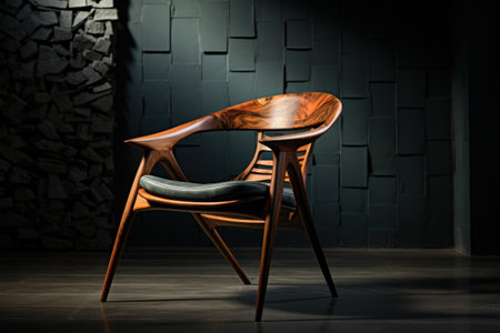Sleek Modern Chair in an Elegant Dark Background. Generative AIの素材