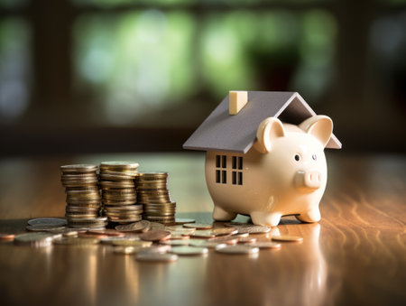 Financial Journey: Saving and Investing with a Piggy Bank Adventure. Generative AIの素材