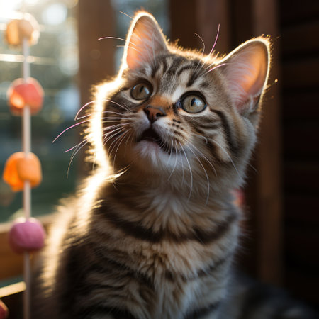 Sweet Delights: Adorable Kitty Surrounded by  Candies. Generative AIの素材